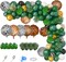 152Pcs Jungle Safari Balloon Garland Arch Kit, Gold Dark Green Animal Balloons Artificial Tropical Palm Leaves Baby Shower Decorations Boy Girl Wild One Birthday Party Supplies